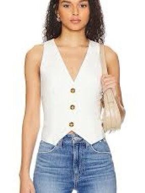 Lovers + Friends Cream Vest button down top